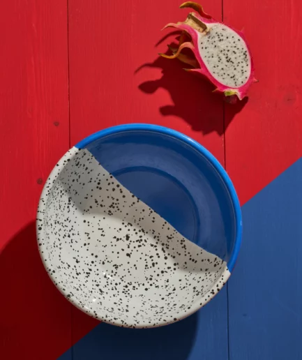 Duża miska emaliowana niebieska