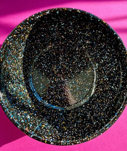 Miska emaliowana czarna duża