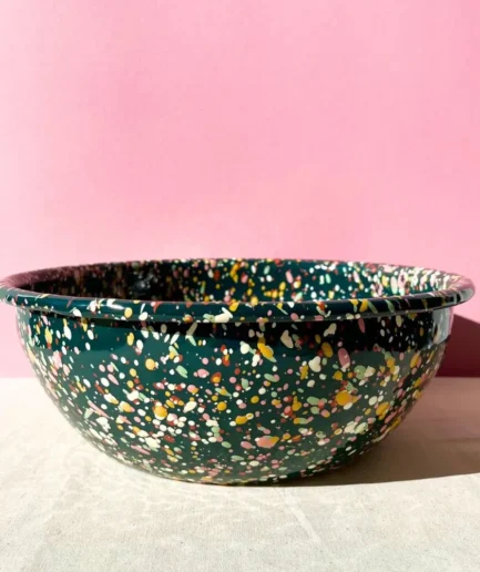 Duża zielona miska emaliowana