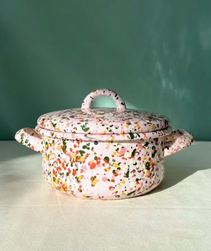 Garnek emaliowany różowy