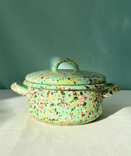 Garnek emaliowany miętowy