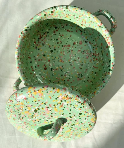 Garnek emaliowany miętowy