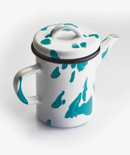 Czajniczek emaliowany turkusowy