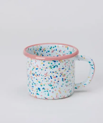 Kubek emaliowany w kropeczki różowy