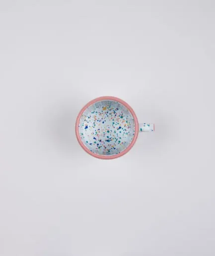 Kubek emaliowany w kropeczki różowy